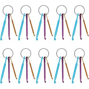 Coopay 10 Pcs Crochet Hooks Keychain Set, 30 Aluminium Multicolor Crochet Needles Weave Yarn Set(3.0/4.0/5.0mm), Portable Small Crochet Yarn Needles for DIY Craft- Knitting Kits for Beginners Adults
