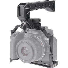 Camera Cage with Top Handle Grip Kit for Canon EOS R10 Mirrorless Camera, Aluminium Video Rig with NATO Rail, Cold Shoe, 1/4" & 3/8" Screw Mouting, Quick Release Plate for Arca Swiss Tripod