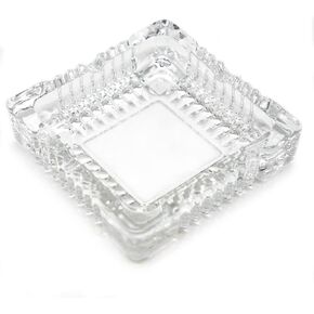 TOSSOW Glass Square Ashtray, Crystal Large Ashtray for Cigarettes Outdoor, Clear Ash Tray Holder Home Office Decorative(5.7inch*5.7inch)
