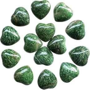 Neyisaa 0.6"(15mm) Mini Crystal Heart Worry Stone Set, Tumbled Polished Puffy Hearts Pocket Stone for Meditation Chakra Balancing Decoration 10Pcs, Dragon Bloodstone