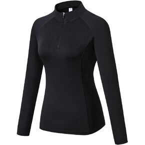 Womens Athletic Tops Long Sleeve Quick Dry UPF 50+ Soft Quarter Zip Pullover Athletic Fitted Golf Shirt for Woman