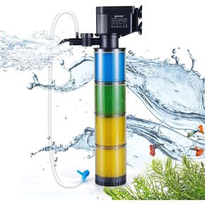 Internal Fish Tank Filter with 4-Stage Filtration, Transparent Filter Cartridges, 6W Adjustable Submersible Aquarium Filter Pump for50-100gallon Tropical Fish Tank