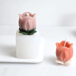 MovFlax 2Pcs Tulip Mold 3D Flower Silicone Candle Molds, Resin Pillar Mould, DIY Handmade Supplies for Cake Baking, Soap Aromatherapy Home Decorations, Gypsum Clay Crafts Making