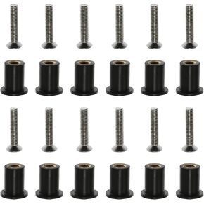 JianLing 12 Sets Neoprene Well Nut Rubber Expansion Brass Nuts with Stainless Steel Screw (12 pcs M6 Straight Type + 12 pcs Cross Flat Head Screw M6*25mm) in Kuwait