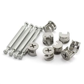 PZRT 4Set Furniture Hardware Double End Head Rod Connection Cam Fittings Furniture Board Panel Connection Accessories 64mm
