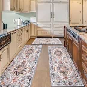 Kitchen Rugs Sets of 3,Farmhouse Kitchen Rugs and Mats Non Skid Washable,Soft Kitchen Mats for Floor Runner Rugs for Kitchen Entryway Hallway Laundry Room