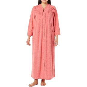 AmeriMark Women Full-Length Snap Front Terrycloth Long Bathrobe – Loose Absorbent Full-Coverage Plush Long Ankle Bath Robe