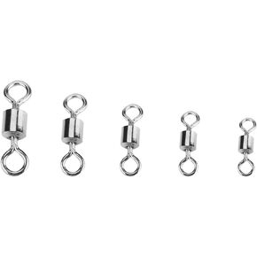 VGEBY Fishing Swivels, 210Pcs Stainless Steel Ball Bearing Swivels Connector 2# 4# 6# 7# 8# Rolling Barrel Fishing Swivel with Box