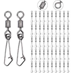 Goture High Strength Fishing Snap Swivels Ball Bearing Swivels Stainless Fishing Swivels Saltwater Corrosion Resistance Barrel Swivel for Freshwater Fishing