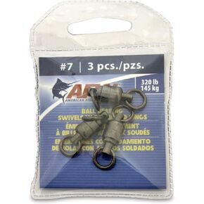 American Fishing Wire Black Ball Bearing Swivels (3 Pieces), Size 7, 320 Pound Test