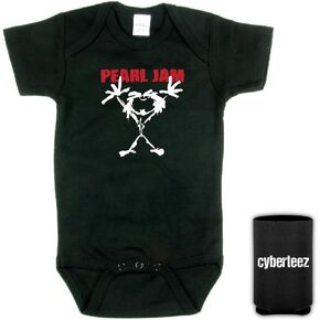 Pearl Jam Stick Man Logo Kids Infant Childrens Onesie + Coolie (6 Mo) Black