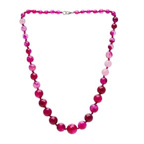 قلادة مطرزة يدويًا للنساء من VN Jewelry - قلادة من أحجار العقيق الطبيعية - قلادة خرز 6-14 مم للنساء (العقيق الوردي)