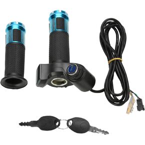 Ebike Throttle Twist, 12-84V Electric Throttle Handle, Mx650 Replacement Electric Hand Throttle, Electric Bike Handlebar Throttle Grips with Key Knock for 22mm Diameter Handle