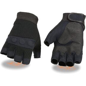 Milwaukee Leather SH44610 Men's Black Gel Padded Knuckle Fingerless Motorcycle Mechanics Hand Gloves W/ ‘Amara Cloth’