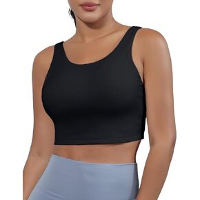 Workout Crop Tank Tops Sports Bras for Women Quick-Dry Padded Wirefree Cute Camisole Yoga Fitness Running Gym