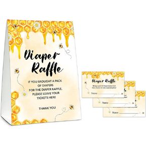 UTESG Diaper Raffle Baby Shower Game Kit, Honey Bee Diaper Raffle Tickets, Bumble Bee Gender Reveal Baby Shower Party Decorations, 1 Standing Sign + 50 Guessing Cards (B10) in Kuwait