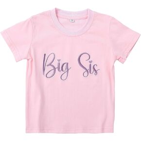 Big Sister Shirt for Toddler Baby Girls Announcement T-Shirt Sibling Reveal Tee Tops Outfits Clothes 1-5t