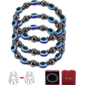 3 Pcs Magnetic Healing Bracelet Arthritis Pain Relief，AGSIXZLAN Hematite Bracelet Therapy Heal Sleep for Men Women，With Beautiful A jewelry box，Adjustable Bracelets Jewelry Gift