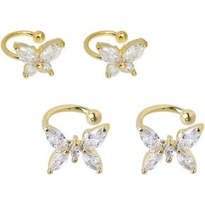 Butterfly Ear Cuff for Women Girls Non Piercing Cubic Zirconia Crystal Butterfly Crawler Cuff Earrings Rhinestone Cartilage Clip On Wrap Earrings Dainty Jewelry Gifts