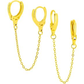 925 Sterling Silver Handcuffs Dangling Earrings, Sold as a Pair