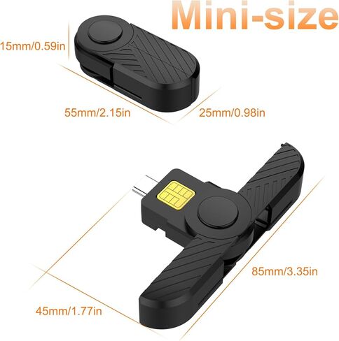 قارئ CAC USB C، قارئ CAC عسكري قابل للطي USB C - وصول آمن للهويات الحكومية والبطاقات الذكية، وصول مشترك USB-C عسكري متوافق مع نظام التشغيل Mac OS وWindows وLinux in Kuwait