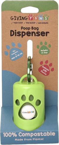 Plant Based Poop Bag Dispenser - Contains Zero Plastic -100% Compostable - Gives Back to Animal Rescue - Made in the USA -Dog Poop Bag Holder with 15 Poop Bags and Carabiner for Leash in Saudi Arabia