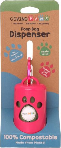 Plant Based Poop Bag Dispenser - Contains Zero Plastic -100% Compostable - Gives Back to Animal Rescue - Made in the USA -Dog Poop Bag Holder with 15 Poop Bags and Carabiner for Leash in Saudi Arabia