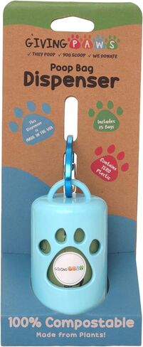 Plant Based Poop Bag Dispenser - Contains Zero Plastic -100% Compostable - Gives Back to Animal Rescue - Made in the USA -Dog Poop Bag Holder with 15 Poop Bags and Carabiner for Leash in Saudi Arabia
