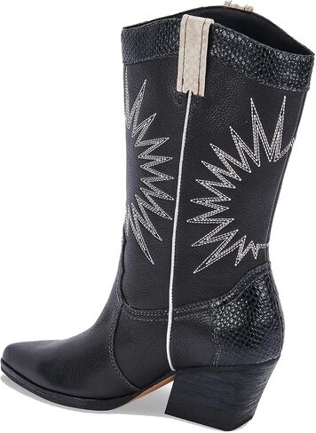 MUCCCUTE Women's Cowboy Embroidered Western Mid Calf Boots, Pointed Toe Medium Chunky Heel 5cm Stitching Pull-on Cowgirl Boots in Saudi Arabia
