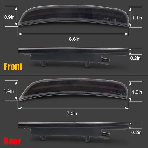Somusen LED ضوء علامة جانبية متوافق مع دودج تشارجر 2015-2022 عدسة مدخنة مجموعة مصابيح إشارة أمامية وخلفية حمراء كهرمانية، استبدل 68214405AA 68214404AA 68214127AA in Kuwait