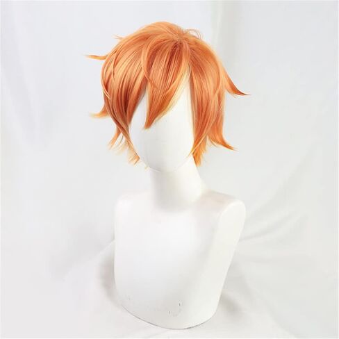 Xingwang Queen Anime شعر مستعار قصير برتقالي مقاوم للحرارة شعر مستعار للحفلات للرجال والأولاد in Kuwait