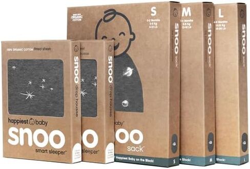 Happiest Baby The Big Bundle 100% Organic Cotton - Includes 3 SNOO Sacks and 2 SNOO Bassinet Fitted Sheets (Black & White) in Kuwait