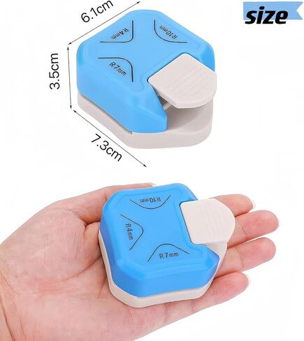 3 in 1 Round Corner Punch, 4mm, 7mm, 10mm 3 Way Corner Rounder Punch for Paper Crafts, DIY Projects, Blue in Kuwait