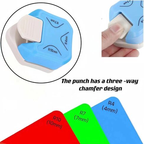 3 in 1 Round Corner Punch, 4mm, 7mm, 10mm 3 Way Corner Rounder Punch for Paper Crafts, DIY Projects, Blue in Kuwait
