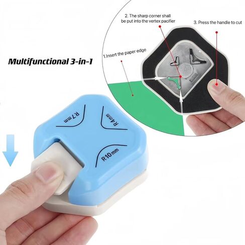 3 in 1 Round Corner Punch, 4mm, 7mm, 10mm 3 Way Corner Rounder Punch for Paper Crafts, DIY Projects, Blue in Kuwait