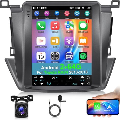 [2+64G] for Toyota RAV4 2013-2018 Car Radio with Wireless Carplay and Android Auto - 9.7 Inch Vertical Touchscreen Android 13 Car Stereo - Hi-Fi/WiFi/GPS/SWC + AHD Backup Camera in Saudi Arabia