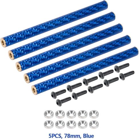 AMK SCX10 Chassis Braces 5Pcs 67-78mm Blue Carbon Fibre Braces for 1/10 RC Crawler LCG Chassis Gspeed Dluxfab Element Gmade R1 SCX10 Comp Builds SCX10 Upgrades Accessories (SCX10 Chassis Braces 75mm) in Saudi Arabia