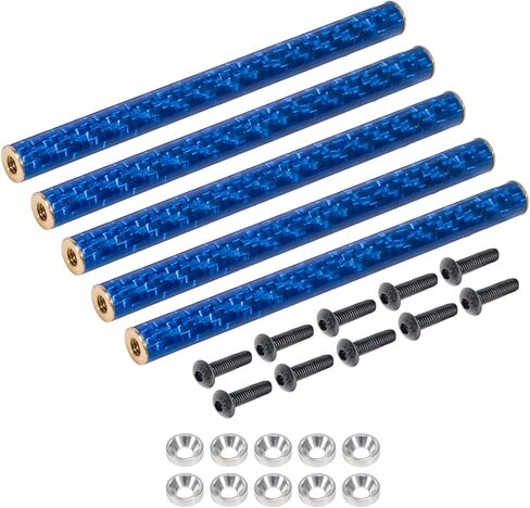 AMK SCX10 Chassis Braces 5Pcs 67-78mm Blue Carbon Fibre Braces for 1/10 RC Crawler LCG Chassis Gspeed Dluxfab Element Gmade R1 SCX10 Comp Builds SCX10 Upgrades Accessories (SCX10 Chassis Braces 75mm) in Saudi Arabia