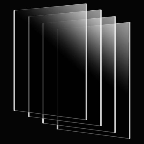 4 Pack 12 x 12 Inch Acrylic Plexiglass Sheets, 3/8" Thick Square Clear Acrylic Panels Thick Acrylic Board with Protective Films for Signboard, Shelf and DIY Project, Clear in Kuwait