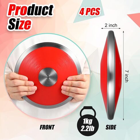 4 Pcs 1 kg Sports Training Discus Boys Girls Discus Track and Field Discuses Track and Field Training Equipment for High School and College Throwers Practice and Competition in Kuwait