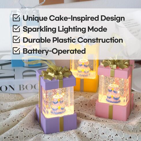 GOODSDECO كرة ثلجية مع أضواء متلألئة - فانوس كرة ثلجية، صندوق هدايا كرة ثلجية لطيفة، كرات ثلجية غير قابلة للكسر، هدايا حفيدة، كرة ثلجية للأطفال البنات عيد ميلاد أصفر in Kuwait