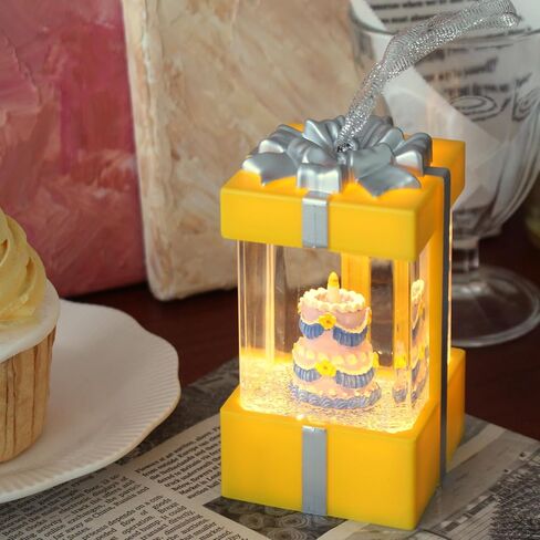 GOODSDECO كرة ثلجية مع أضواء متلألئة - فانوس كرة ثلجية، صندوق هدايا كرة ثلجية لطيفة، كرات ثلجية غير قابلة للكسر، هدايا حفيدة، كرة ثلجية للأطفال البنات عيد ميلاد أصفر in Kuwait