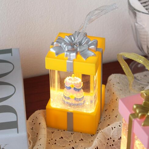 GOODSDECO كرة ثلجية مع أضواء متلألئة - فانوس كرة ثلجية، صندوق هدايا كرة ثلجية لطيفة، كرات ثلجية غير قابلة للكسر، هدايا حفيدة، كرة ثلجية للأطفال البنات عيد ميلاد أصفر in Kuwait