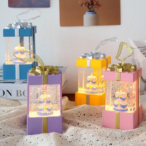 GOODSDECO كرة ثلجية مع أضواء متلألئة - فانوس كرة ثلجية، صندوق هدايا كرة ثلجية لطيفة، كرات ثلجية غير قابلة للكسر، هدايا حفيدة، كرة ثلجية للأطفال البنات عيد ميلاد أصفر in Kuwait