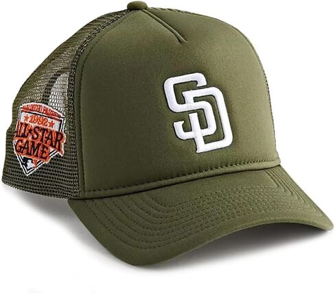 عصر جديد SD سان دييغو بادريس 9FORTY 1992 كل النجوم لعبة التصحيح رغوة قبعة سائق الشاحنة، قبعة قابلة للتعديل الأخضر in Kuwait
