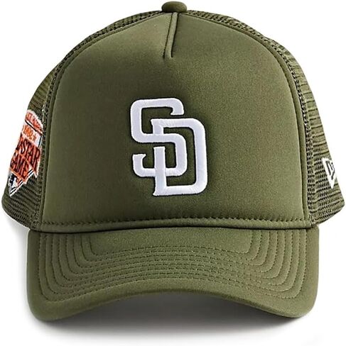 عصر جديد SD سان دييغو بادريس 9FORTY 1992 كل النجوم لعبة التصحيح رغوة قبعة سائق الشاحنة، قبعة قابلة للتعديل الأخضر in Kuwait
