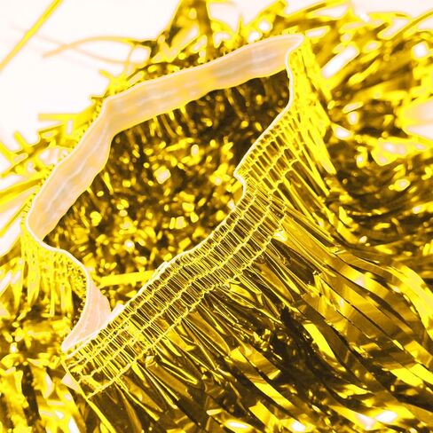 8Pack Gold Metallic Foil Fringe Tassel Garland Parade Floats Streamers Skirt, Belly Dance, Sequin Wrap Rave Costume for Women, Applicable to Birthday Dance Carnival Halloween Christmas in Saudi Arabia