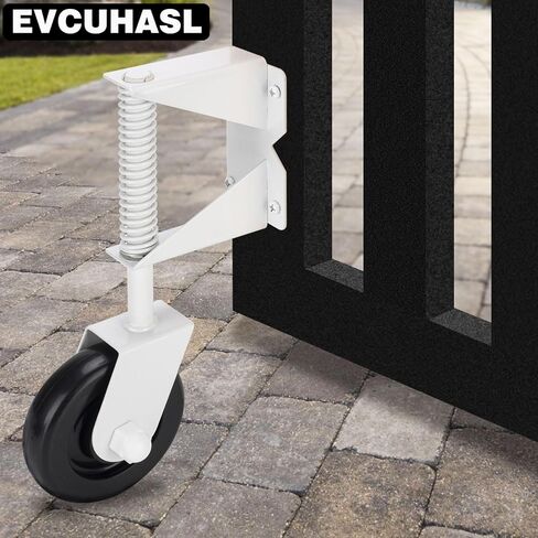 Gate Wheel, Spring Loaded Gate Caster, Heavy Duty Wooden Fence Gate Caster Wheel, 360 Degree Swivel Outdoor Swing or Rolling Gate Support Wheel Kit, 4-1/2 Inch, 220 Lbs Capacity, Black (Left & Right) in Saudi Arabia