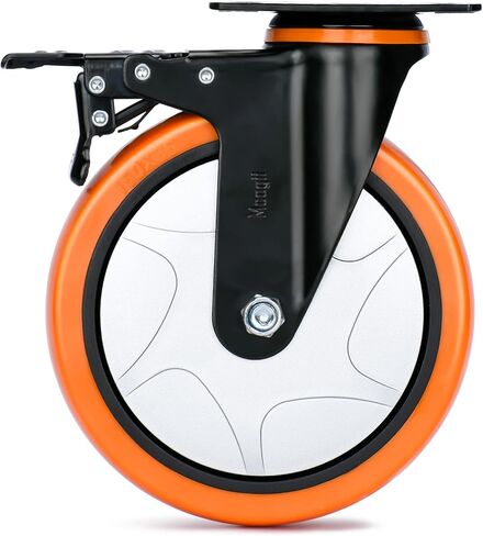 عجلات شديدة التحمل مقاس 6 بوصات تحمل 2800 رطل، هيكل تصميم مثالي في عجلات تحمل قابلة للقفل مع فرامل، عجلات دوارة للأثاث ومنضدة العمل، مجموعة من 4 (مسامير مجانية) in Kuwait