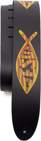Perri's Leathers Ltd. - Guitar Strap - Direct To Leather - Jesus Fish- Adjustable - For Acoustic/Bass/Electric Guitars - Made in Canada (P25DTL-11046) in Saudi Arabia